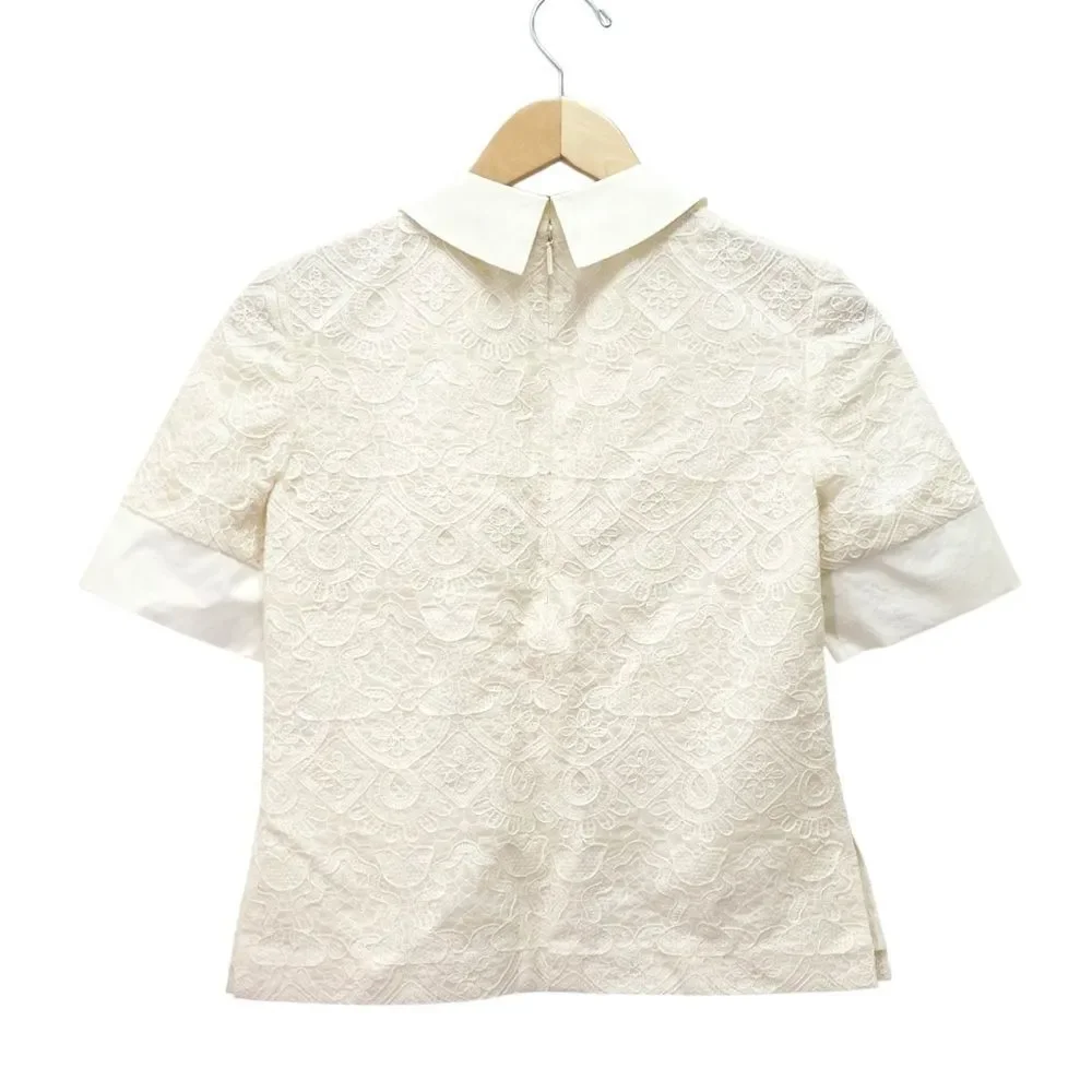 Tory Burch Aurelia Lace Top & Debra Skirt Set Cream Ivory Size 0 Matching Outfit